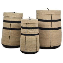 OPJET Wasmanden Natuur/Zwart Set van 3