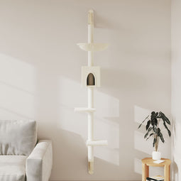 Kattenmeubel wandgemonteerd met krabpaal 187 cm crmekleurig