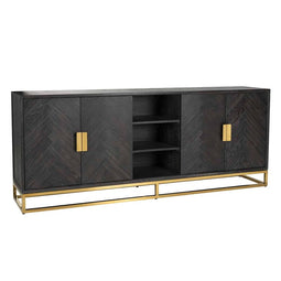 Richmond Interiors Richmond Interiors Dressoir Blackbone gold 4-deuren + open vak (Black rustic)