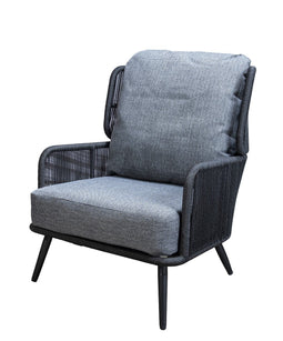 Yoi - Tsubasa lounge chair aluminium black/rope black/panther black