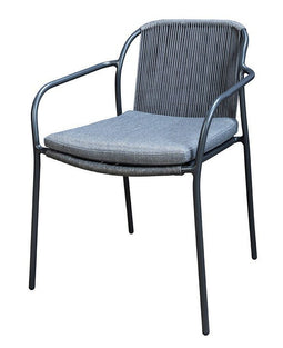 Yoi - Vedella stackable dining chair aluminium dark grey/rope dark grey