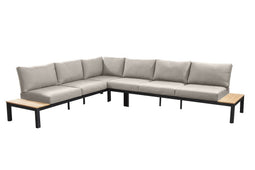 Yoi - Tori loungeset triple aluminium black/teak/flax beige