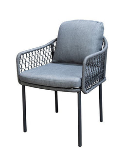 Yoi - Rocha dining chair aluminium dark grey/rope dark grey/mixed grey AW