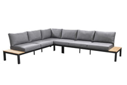 Yoi - Tori loungeset triple aluminium black/teak/mixed grey