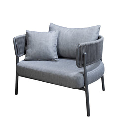 Yoi - Camilo lounge chair aluminium dark grey/rope dark grey/mixed grey AW