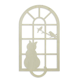 IJZEREN KAT IN RAAM - WANDDECORATIE WIT