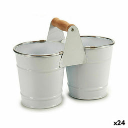 Grondlegger Dubbel Wit Zilverkleurig Hout Zink 20 x 15 x 10,2 cm (24 Stuks)