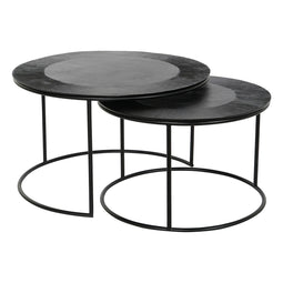 Set van 2 tafels DKD Home Decor Zwart Metaal Aluminium 76 x 76 x 44 cm