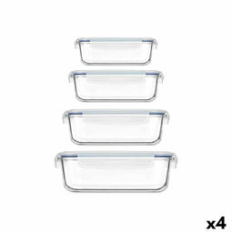 Set Lunchboxen Transparant Siliconen Borosilicaatglas (4 Stuks)