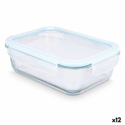 Lunchbox Transparant Siliconen Borosilicaatglas 1,5 L 24,5 x 7,6 x 19 cm (12 Stuks)