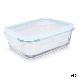 Lunchbox Transparant Siliconen Borosilicaatglas 1 L 22 x 7 x 16,5 cm (12 Stuks)