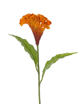 Driesprong Collection - Hanenkam 1 bloem h60 cm oranje kunstbloem zijde nepbloem