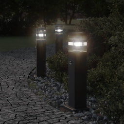 Vloerlampen voor buiten met sensor 50 cm aluminium zwart