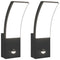 Buitenwandlampen 2 st LED met sensors gegoten aluminium zwart