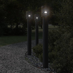 Buitenvloerlamp met stopcontact 110 cm roestvrijstaal zwart