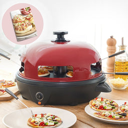 InnovaGoods 700W Red Black Presto! Mini Pizzaoven met Receptenboek