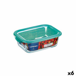 Rechthoekige lunchbox met deksel Luminarc Keep'n Lagon Turkoois 1,97 l 22 x 15,6 x 7,2 cm Glas (6...