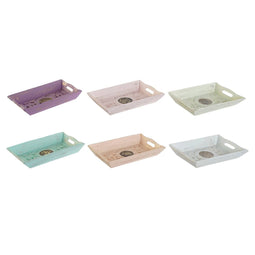 Valet Tray DKD Home Decor Metaal Mangohout Indiaas 24 x 15 x 4 cm (6 Stuks)