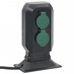 Tuinstopcontact en grondpin 4-wegs 15,5x11x24 cm zwart en groen