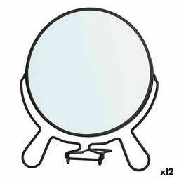 Vergrotende Spiegel Zwart Ijzer 15,5 x 18 x 1,5 cm (12 Stuks)