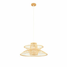 Plafondlamp DKD Home Decor 50 x 50 x 22 cm Lichtbruin Bamboe 50 W