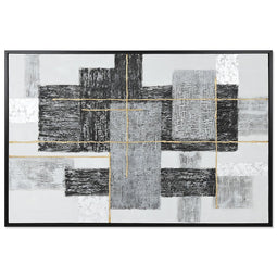 Schilderij Home ESPRIT Wit Zwart Gouden Modern 156 x 3,8 x 106 cm