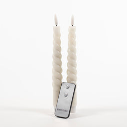Annas collection - 2Pcs Ivory Swirl Rustic Wax Taper Candle 23Cm 3D Wick R