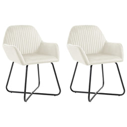 Eetkamerstoelen 2 st fluweel crmekleurig