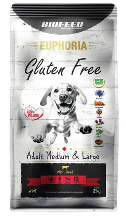 BIOFEED Euphoria Gluten Free Adult medium & large Beef - droog hondenvoer - 2kg