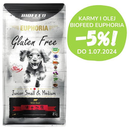 BIOFEED Euphoria Gluten Free Junior small & medium Beef - droog hondenvoer - 2kg