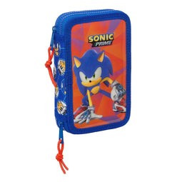 Dubbele etui Sonic Prime Blauw 12.5 x 19.5 x 4 cm 28 Onderdelen