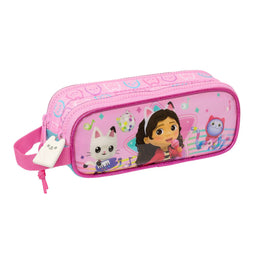 Pennenetui met 2 vakken Gabby's Dollhouse Party Roze 21 x 8 x 6 cm