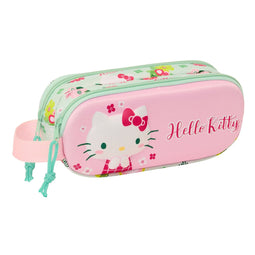 Pennenetui met 2 vakken Hello Kitty Groen Roze 21 x 8 x 6 cm 3D