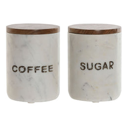 Tin Home ESPRIT Wit Bruin Marmer Mangohout (2 Stuks)