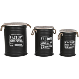 Kofferset Home ESPRIT Metaal Touw Sparrenhout 36 x 36 x 48 cm (3 Stuks)