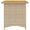 Tuintafel met houten blad 110x68x70 cm poly rattan beige