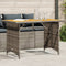 Tuintafel met houten blad 110x68x70 cm poly rattan grijs