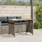 Tuintafel met houten blad 110x68x70 cm poly rattan grijs