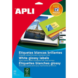 Klevende etiketten Apli Wit Papier 10 Lakens 199,6 x 289,1 mm