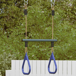 Trapezestang en ringen voor kinderen staal blauw en donkergroen