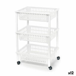 Groentetrolley Tontarelli Mito 3 Plastic Wit 40 x 29 x 62 cm (12 Stuks)