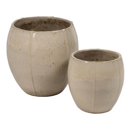 Plantenbakkenset Crème Keramisch 55 x 55 x 55 cm (2 Stuks)