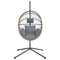Hangstoel met standaard rattan en staal lichtgrijs