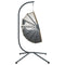 Hangstoel met standaard rattan en staal lichtgrijs