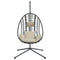 Hangstoel met standaard rattan en staal beige
