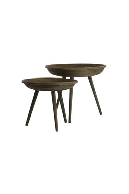 Light&living Bijzettafel S/2 Ø46x38,5+Ø56x48 cm COLON rotan bruin