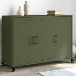 Dressoir 100,5x39x72 cm koudgewalst staal olijfgroen
