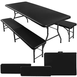 Camping picknicktafel - inklapbaar - zwart - 180x25x43cm