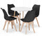 Eettafel en stoelen - 4 stuks - witte tafel - zwarte stoelen