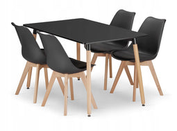 Eettafel en stoelen - 5-delig - zwart - zelfmontage